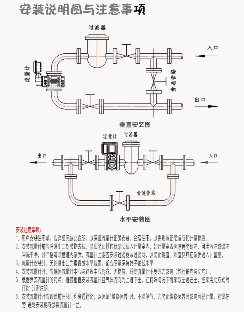 羅茨容積式流量計安裝說明圖