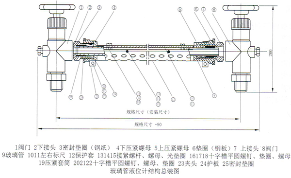 玻璃板液位計(jì)結(jié)構(gòu)圖